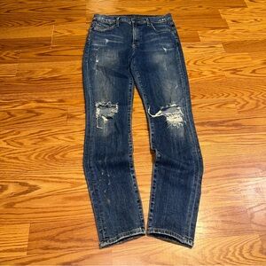 Citizens Of Humanity Dark Blue Ripped Slim Straight Jeans